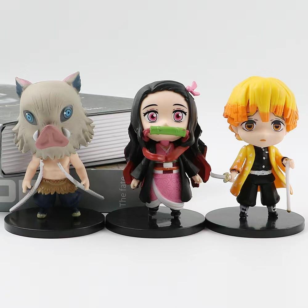 Adorable Demon Slayer Tanjiro Nezuko Pvc Figures 6-pack 8.5cm Anime Merchandise