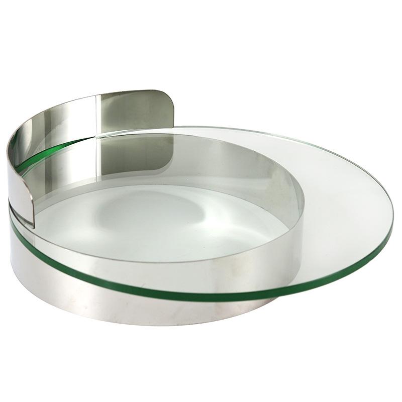 

Современный светлый роскошный стеклянный металлический круглый поднос, скандинавский поднос для хранения фруктов, модель гостиничной виллы, украшения для комнаты