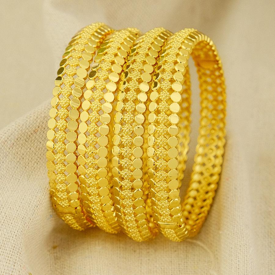 Dubai Openwork Moon Embroidery Bangle - Middle East, African, and Ethiopian Bridal Jewelry