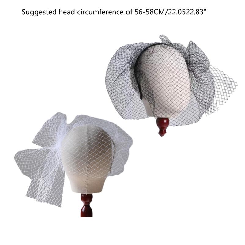 Birdcage Wedding Veil Hairband for Bride Half Face Cover Veil Headband Dance Party Elegant Headdress Evening Party Veil