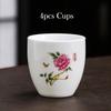 4pcs White Porcelain Teacup 145ml high-capacity Hand-Painted Ceramic Tea Bowl Travel Meditation Cup Chinese Tea set