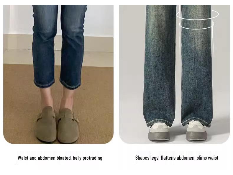 Women's High-Waisted Retro Straight-Leg Jeans - Spring 2025 Slimming and Loose Fit