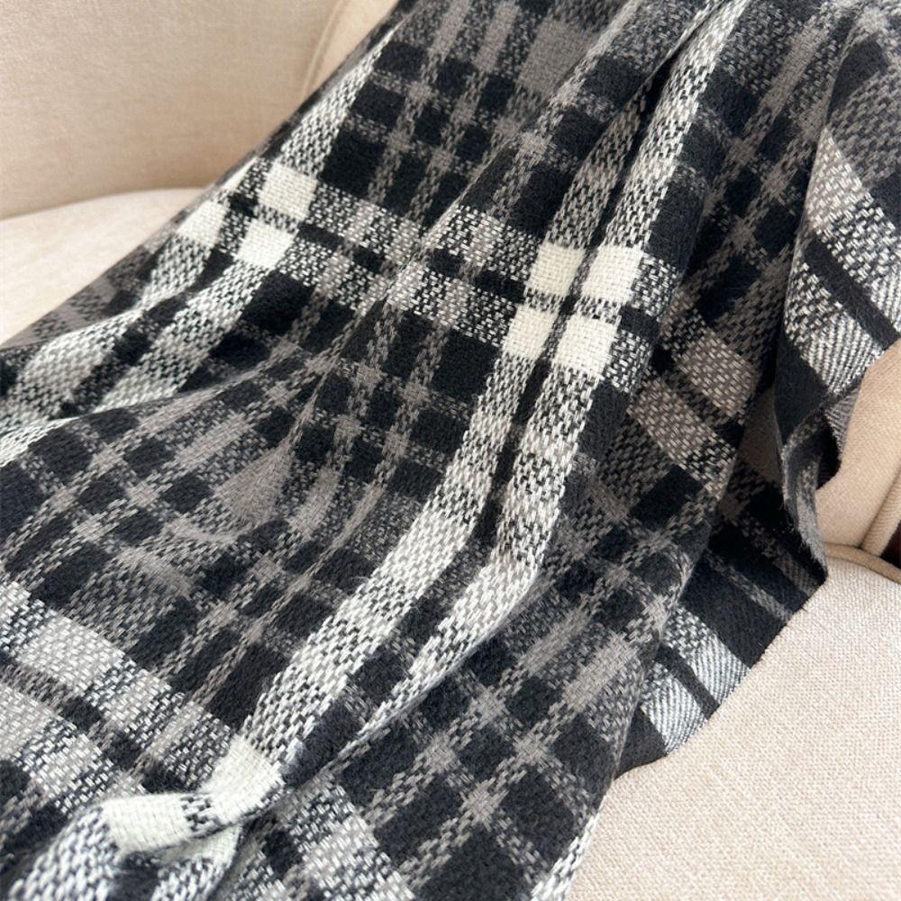Windproof Winter Plaid Scarf Thick Warm Women Wrap Shawls Casual Long Tassel Scarves