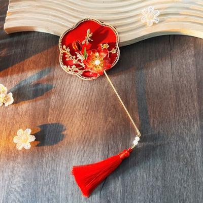 Chinese Style Mini Chinese Fan Tassels with Pendant Bridal Group Fan Handheld Ancient Chinese Silk Fan Chinese Wedding