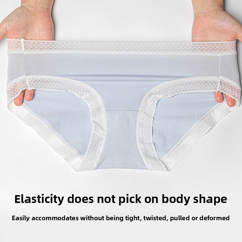 Big Size Ladies Summer Thin Style Pure Sexy Lace Antibacterial Crotch Waist Triangle Briefs