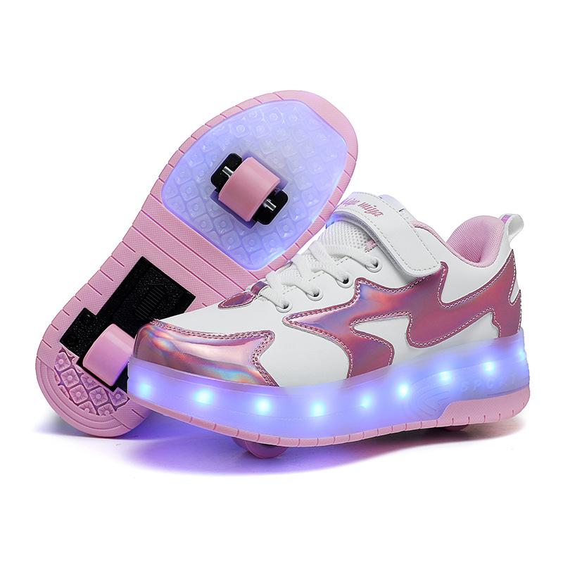 Children's Runaway Shoes Invisible Double Wheels Removable Teenagers Charging with Lights Colorful Luminous Roller Skates