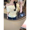 2026 Korean Style Lyocell Tencel Swing Neck Drawstring Short Sleeve Slim Fit Summer Top