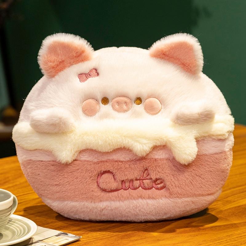 Cute Cartoon Plush Hand Warmer Bag For Girls Keep Your Hands Warm In Winter Double As Hot Water Bottle Cake Pig Design