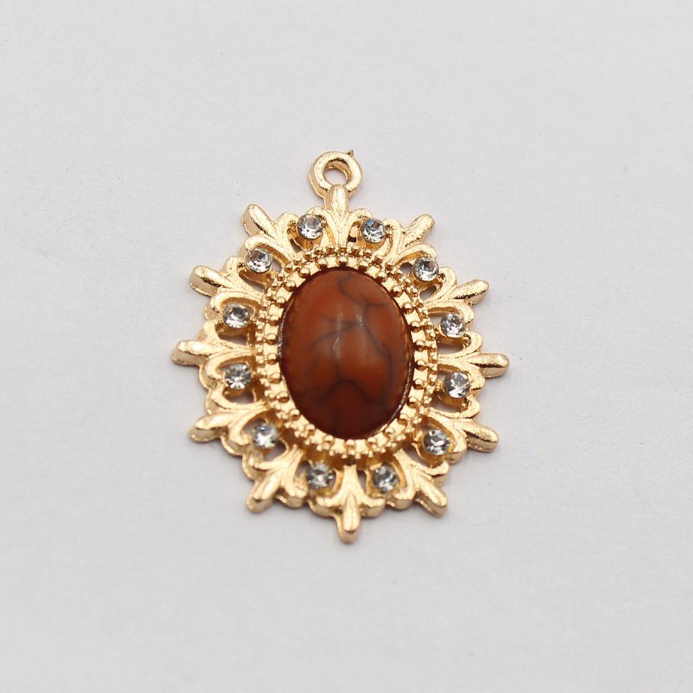 Factory direct sales of 8 pieces of 23 * 32mm oval flat bottomed turquoise pendant, suitable for DIY clothing necklace pendants