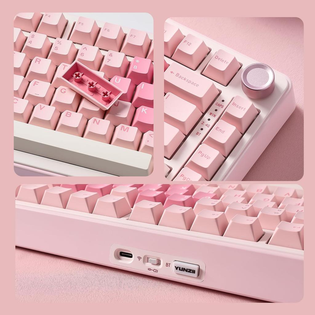 YUNZII B75 PRO 75% Gaming Mechanical Keyboard Gasket RGB Wireless BT 2.4G Wired Knob