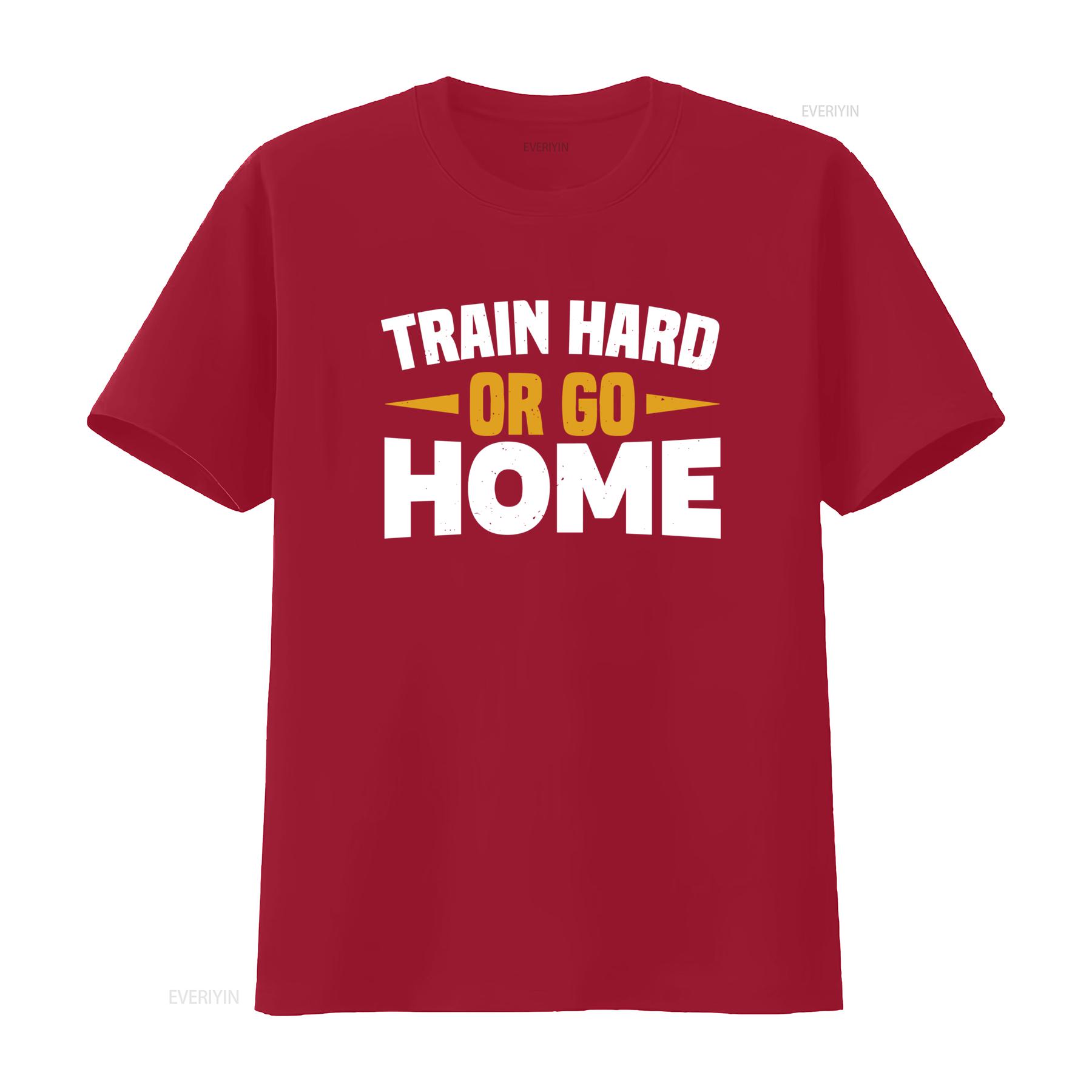 Тренируйся усердно или иди домой Тренажерный зал Тренировка Друзья Модная футболка для фитнеса Мотивация винтажная Стиранная Удобная с принтом Дышащая S