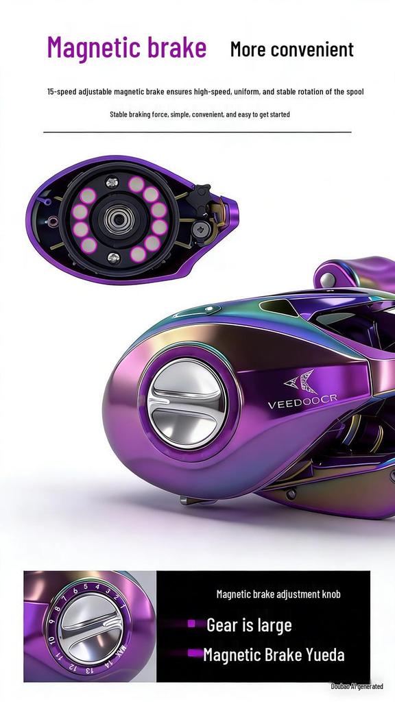 Viduka Colorful Water Drop Fishing Reel for Black Bass - 10 Bearings, Double Line Cup, Micro-Lure, Magnetic Brake.