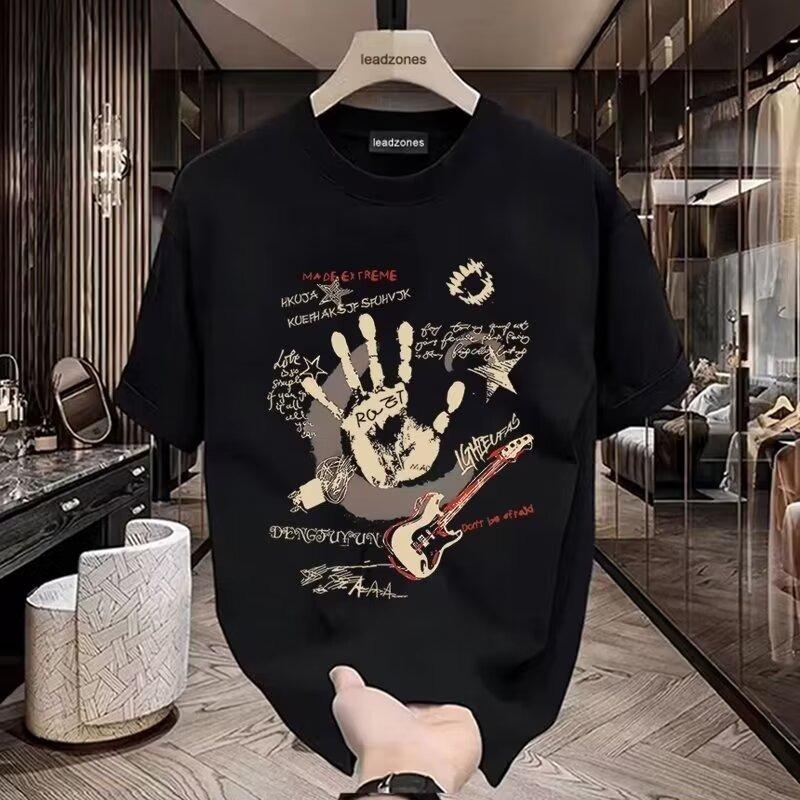 Summer Casual T-shirt Printing Men's Round Neck Fashion Short-sleeved Loose T-shirt Plus Size