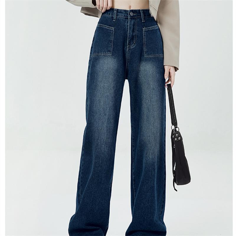 Nouă primăvară, toamnă, îmbrăcăminte de stradă, cu picioare largi, drepte, coreeană, modă pentru doamnă, vintage, pantaloni de blugi cu talie înaltă pentru femei, blugi lungi largi Harajuku