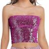 Women's Sparkly Sequin Mermaid Crop Top, Strapless Metallic Tube Top for Party & Clubwear, Shiny Fashion Top for Women