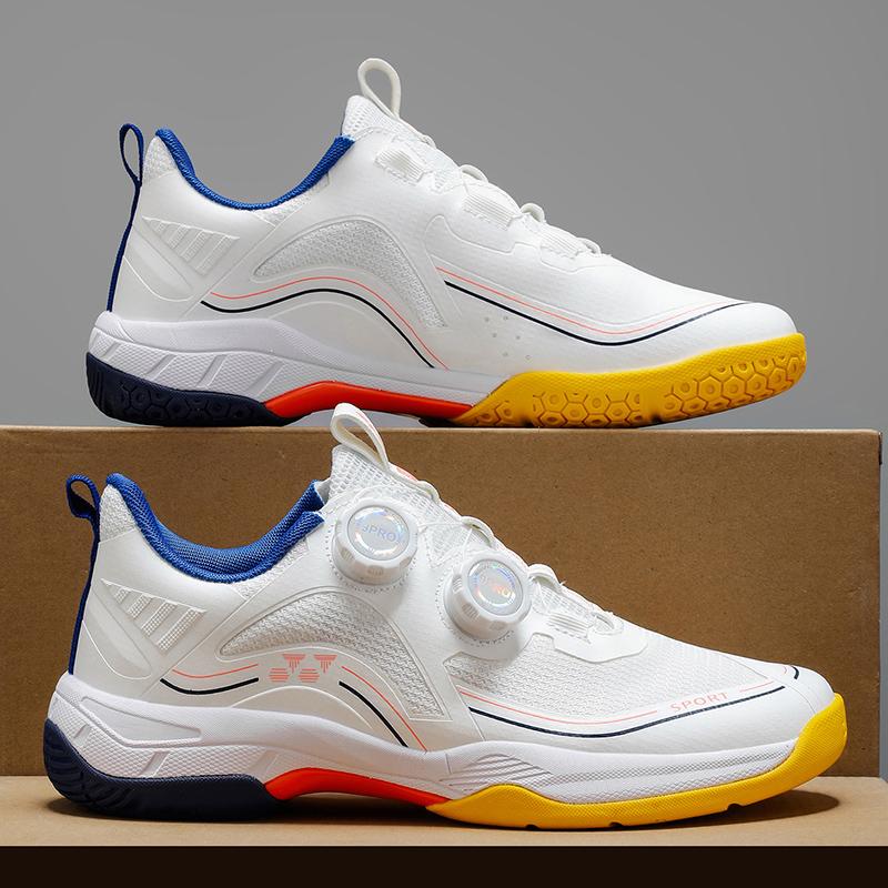 New Men's Badminton Shoes Women's Non Slip Tennis Shoes Colorful Soles Training Specific Sports Shoe Breathable Outdoor Sneakers