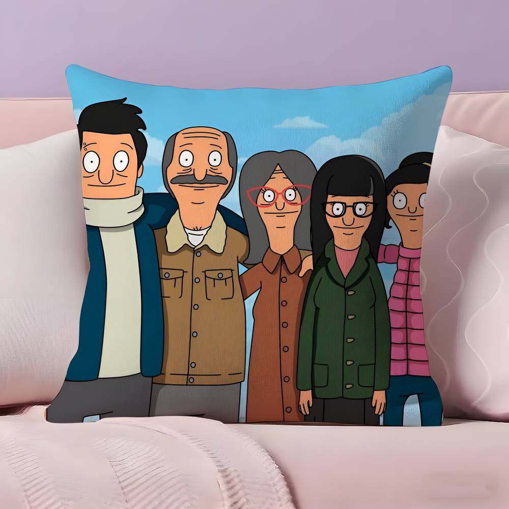 Funda de Almohada Bobs Burgers de Anime Funda de Almohada Tela Ultra Suave Amigable con la Piel Comodidad tipo Nube y Cremallera Oculta
