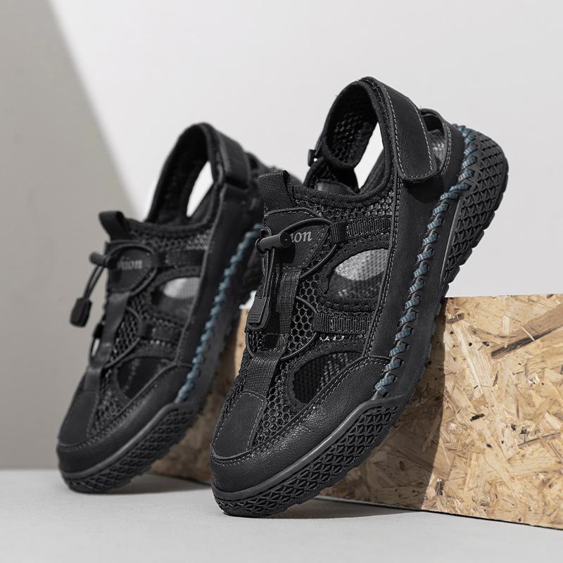 Fashion Hot Summer Men's Sandals Size 46 Outdoor Mesh Sandals Soft Clogs Men Slides Handmade Dropship Sandals Roman Outdoor Slippers