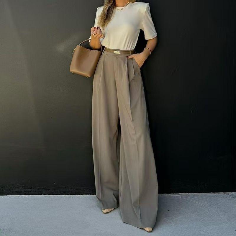 

Western Style New Fashion High Waist Slimming Wide Leg Casual Pants High Waisted Wide Leg Pants