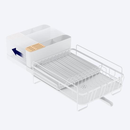 Extendable Dish Drying Rack Dish Organizer with Drainage Multifunctional Dish Rack with Cutlery And Cup Holders for Kitchen Countertop