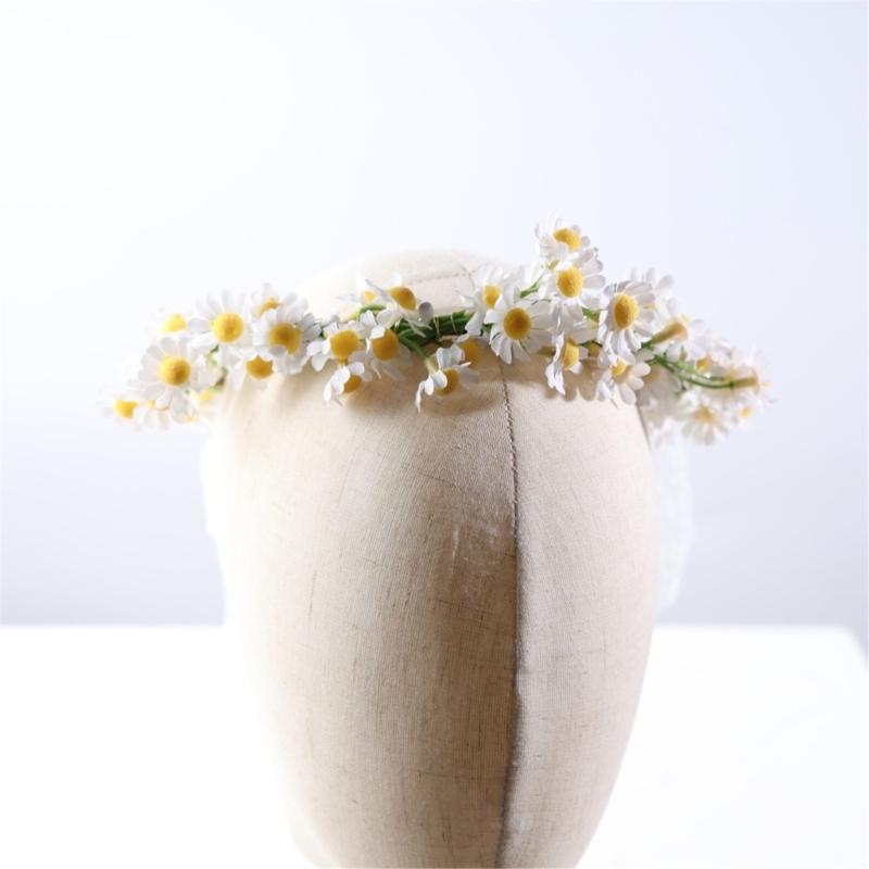 Adjustable Bohemian Flower Garlands Hairband For Women Girl Photo Props Natural Daisy Flower Hairhoop for Music Festival