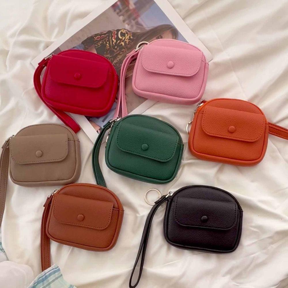 Solid Color Zipper Coin Purse Korean Style Small Item Bag Casual Handheld Wallet  Outdoor