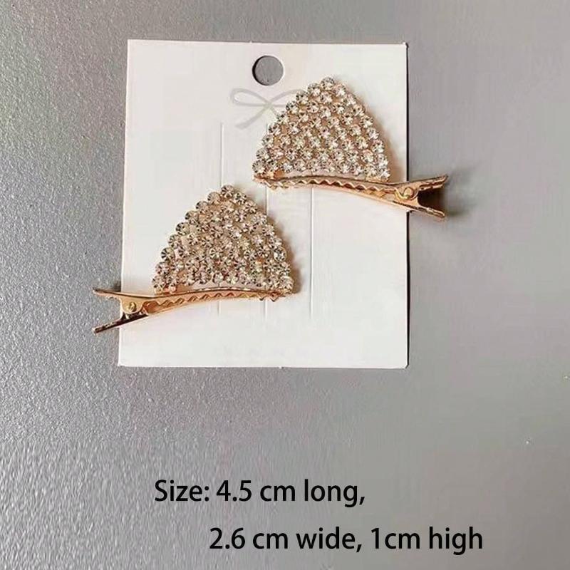 2pcs Rhinestone Cat Ear Hair Clips, Cute Women's Top Clips, Fashionable Hair Accessories, Design for Back To School, Halloween Decoration