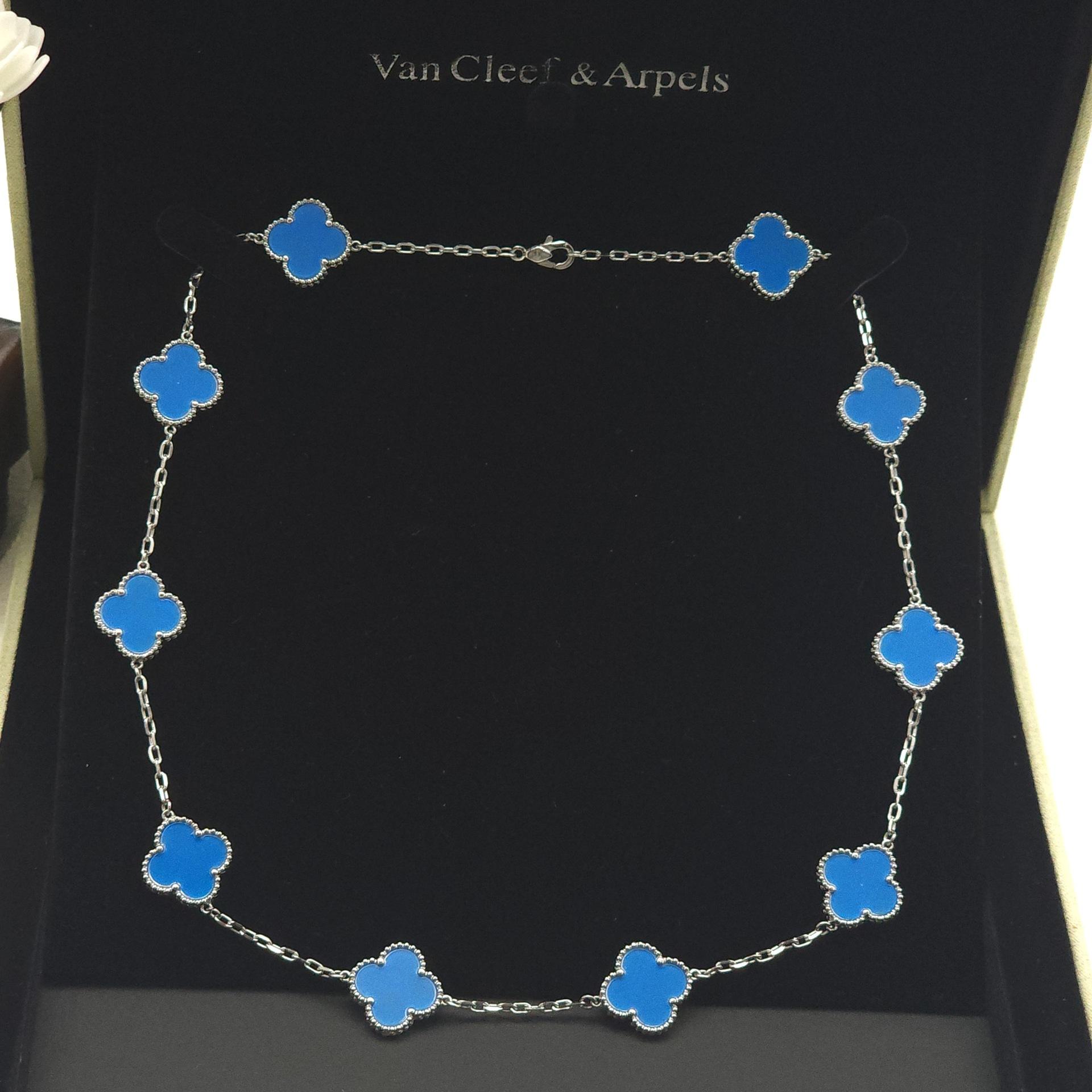 

Титановая сталь не теряет цвет Натуральная ракушка Четырехлистный клевер Цепочка с десятью цветками Двусторонняя цепочка на ключицу с четырехлистным клевером quality goods