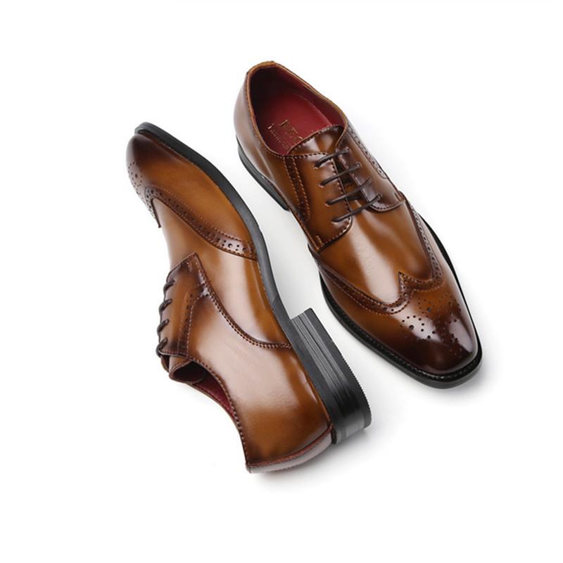 2024 Fashion Genuine Leather Men's New Spring Carved Brock Office Classic Brogue Shoes Formal Business Designer Casual Flats
