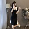 French Dress Waist Thin Splicing Summer Skirt New Design Sense Niche Black and White Temperament Color Matching Bottom Skirt