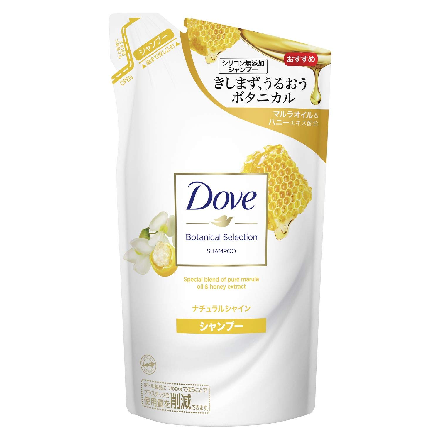 

Dove Botanical Selection Шампунь для естественного блеска, сменный блок 350 г