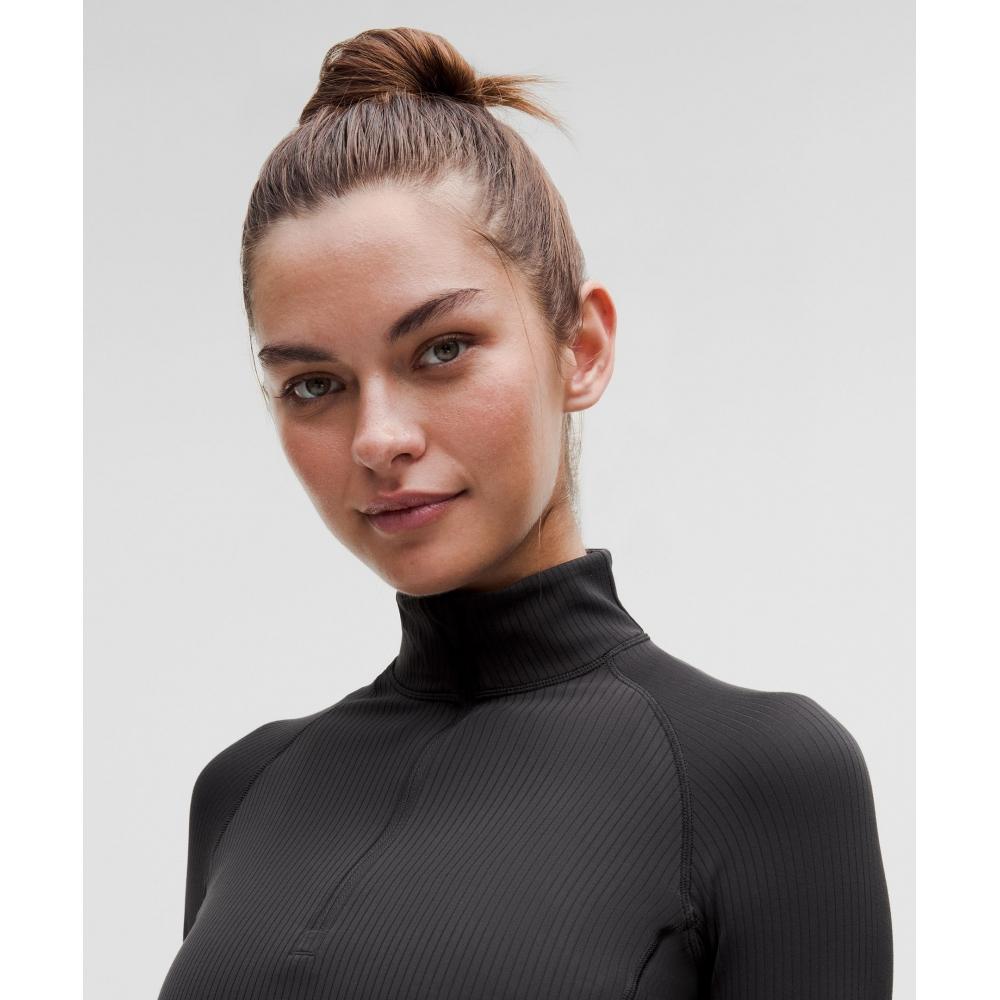 Lululemon It S Rulu Ribbed Cropped Half Zip  Updated Black