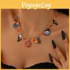 Dark Style Cat Animal Pendant Chain Necklace With Pumpkin Pendant Decor For Festival Wear