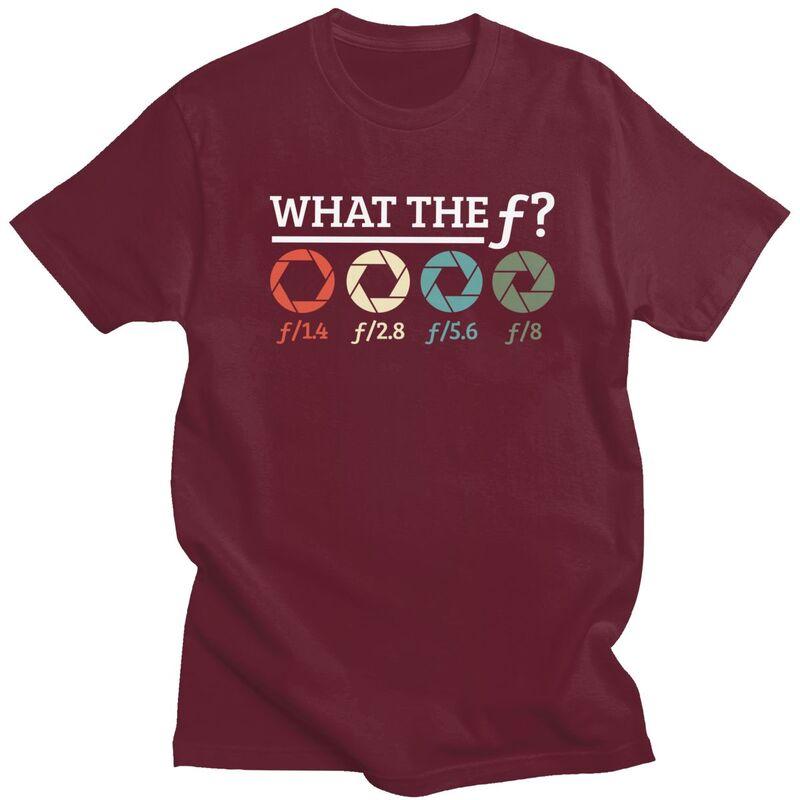 Individuelles Fotografen What The F T-Shirt für Herren 100% Baumwolle T-Shirt Freizeit-T-Shirt Kurzarm-T-Shirt Locker geschnitten Kleidung Geschenk