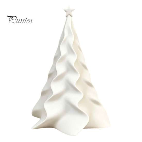 Mini Christmas Tree Desktop Ornament 3D Printed Pleated Ornament, Small Wavy Holiday Table Decor Decoration with Star Topper for Home Office
