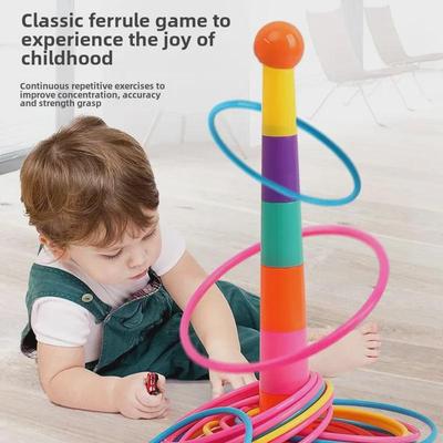Interactive Parent-Child Ring Toss and Stack Game for Indoor/Outdoor Play