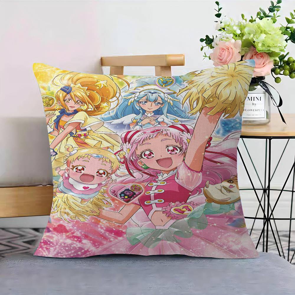 Precure Anime Pillow Covers Cartoon Sofa Decorative Home Double-sided Printing Short Plush Cute Cushion Cover