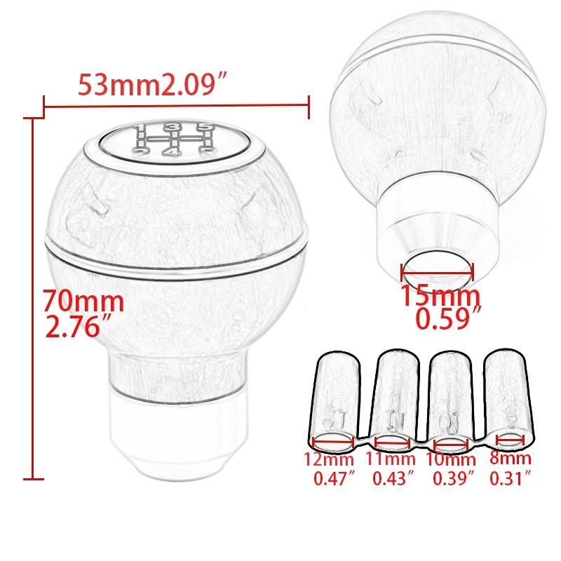 Silver ABS Shift Knob Stick Shifter with Adapter Universal Manual Transmission