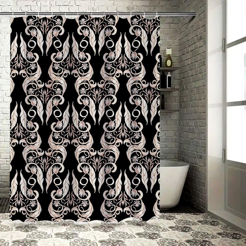 Elegant Retro Black White Shower Curtain for Bathrooms Decorative Bathroom Window Curtains with Grommets Size 72x84 (183x213cm)
