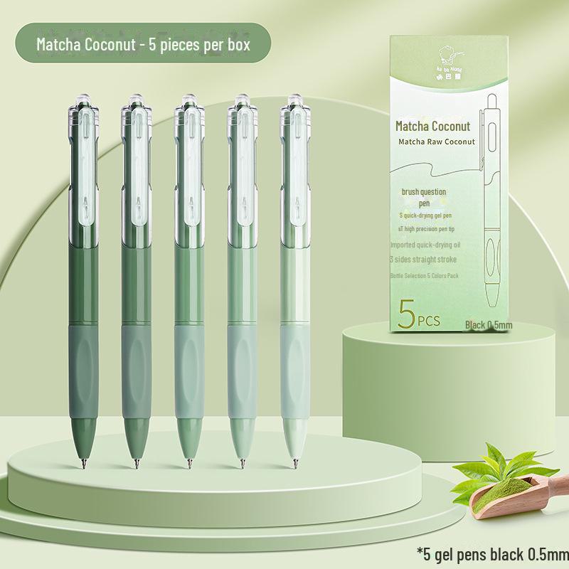 Set mit 5 schnelltrocknenden 0,5 mm Gelschreibern, ideal für Schüler & Prüfungen mit japanischen ST-Stiftspitzen.