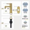 Brushed Gold Bathroom Faucet with Plastic Pop Up Drain, 6.25'' Metal Escutcheon and Supply Lines, Single Handle Stainless Basin Mixer Tap, Modern