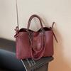 New retro large-capacity handbag fashionable women's texture light luxury tote bag solid color shoulder bag
