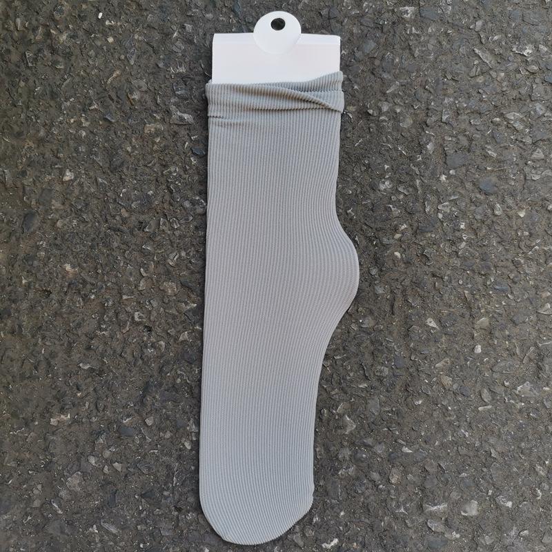 Women's Summer Thin Allpurpose Solid Color Retro Vertical Stripe In The Long Tube Pile Socks