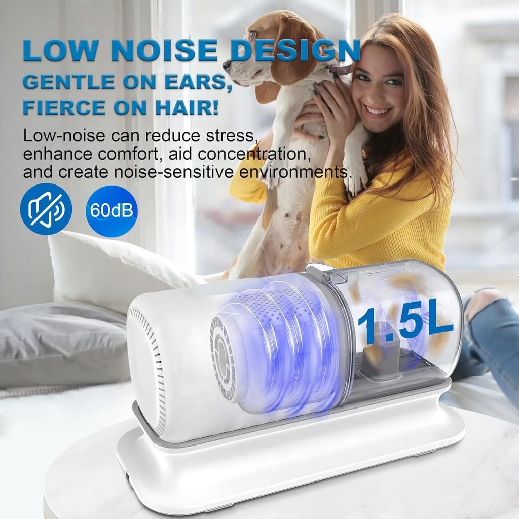 Dog Grooming Kit Vacuum 99% Hair with Cleaning Tool in 1 with Dust Cup 4 Combs Hair Vacuum for Dogs Cats Low Noise Home Clean