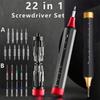 22/10 in 1 Präzisionsschraubendreher Eingebauter magnetischer Schraubendreherbit Handreparaturwerkzeug für Uhren Brillen iPhone Kamera PC Mini