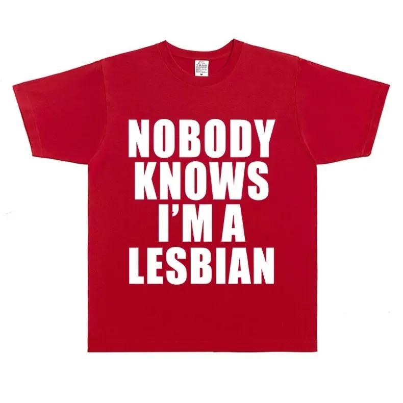 Niemand Weet Dat Ik Lesbisch Ben Gedurfde Uitspraak Slogan LGBTQ Trots T-shirt Unisex Zwart Casual Oversized T-shirt