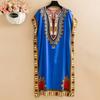 Ethnic Style Plus Size Summer Women's Cotton Silk Lace-Up Dress