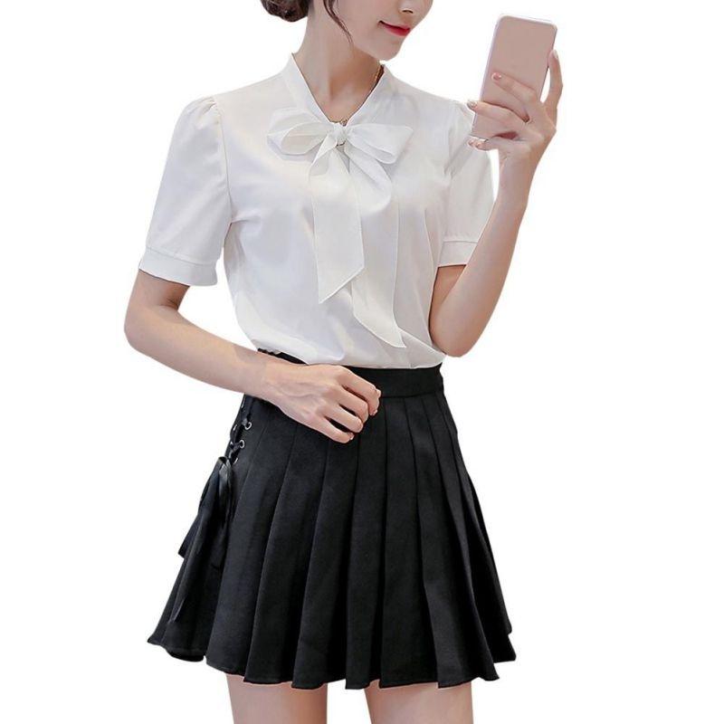 Blusar Skjortor i Chiffong för Damer Lång Kort Ärm Två Stilar Kontor Kvinnors Skjortor Flickor