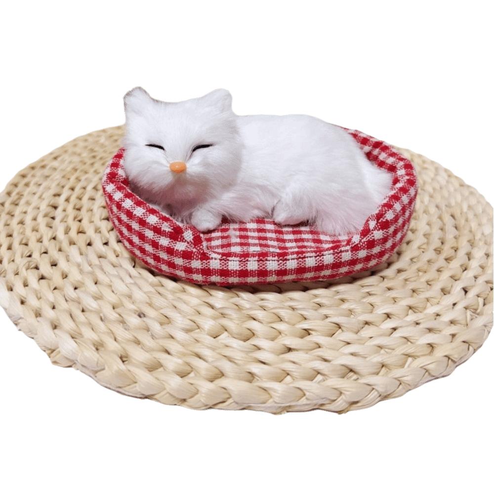Kawaii Kitty Simulationsfell Katzenmodell auf Kissen Lebensecht Schlafende C Spielzeug Exquisite Weiche Plüschtierfigur Kindergeschenke