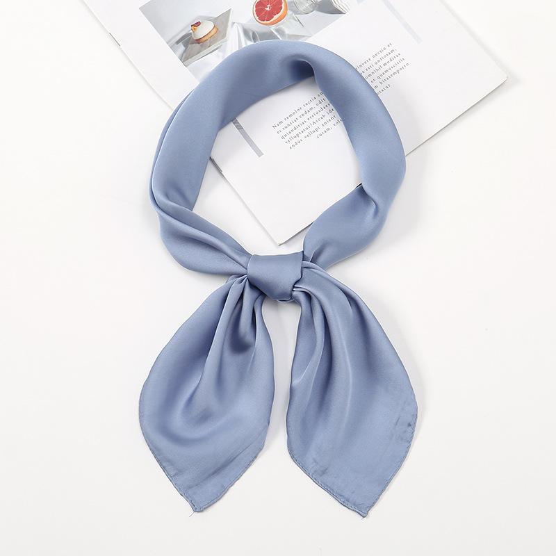 70cm Solid Color Simple Silk Scarf Women Imitation Silk Fashion Versatile Headwear Bag Accessories Clothing Square Scarf
